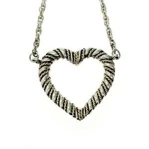 TIFFANY Co Silver Gold Twisted Heart Combination Necklace